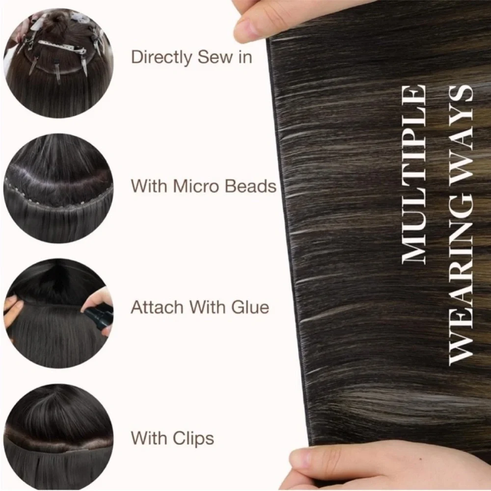 Goo Goo Dark Brown Chestnut Balayage Human Hair 20 Inch Sew In Hair Extensions